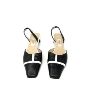 Talbots Womens Slingback Sandal Black/Wte Cap Toe